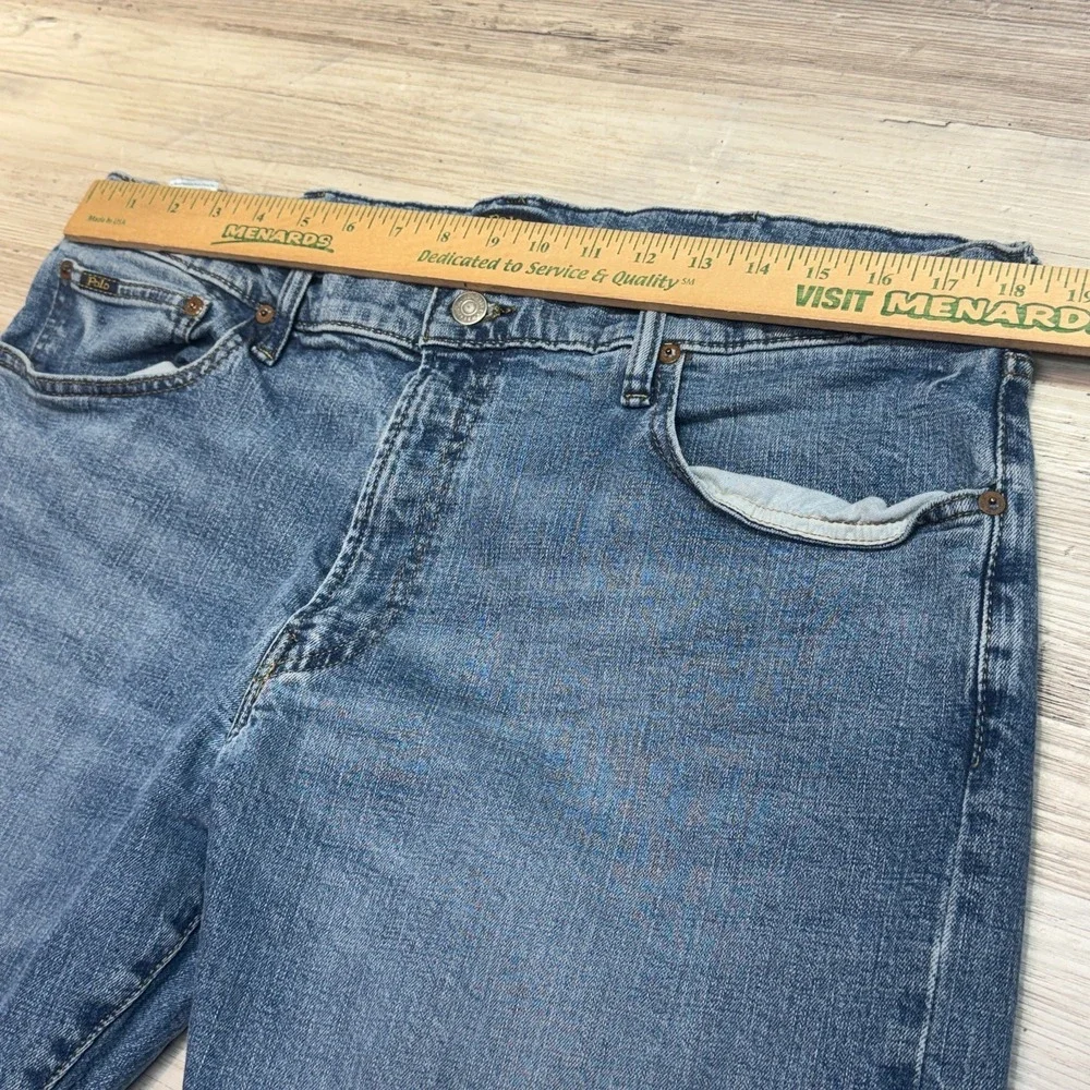 Polo Ralph Lauren Jeans Mens 38x32 Hampton Relaxed Straight Blue Denim Zip Pants